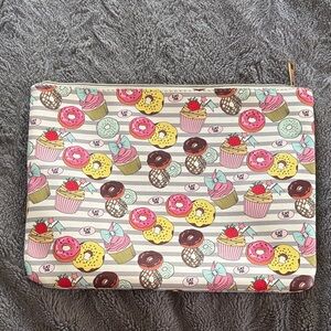 Under One Sky faux leather striped donut cupcake zipper pouch